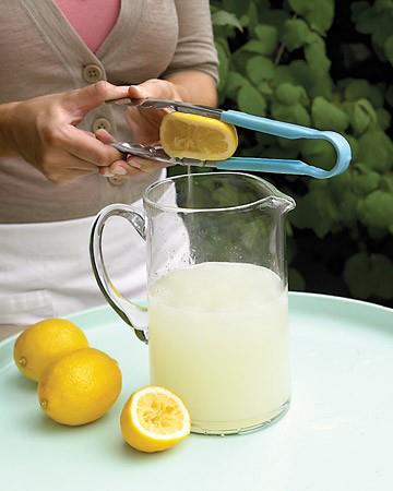 Use tongs to squeeze lemons