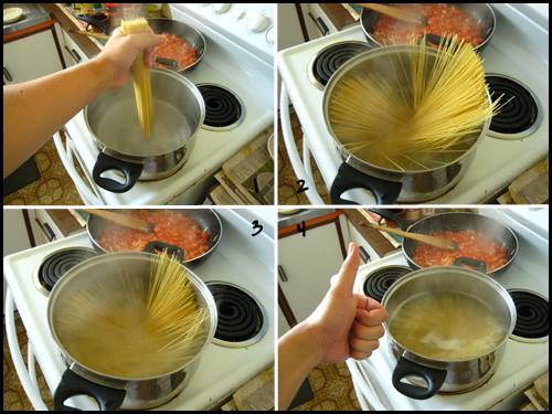 Spiral Spaghetti so it falls naturally