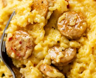 One Pot Cheesy Sausage and Rice