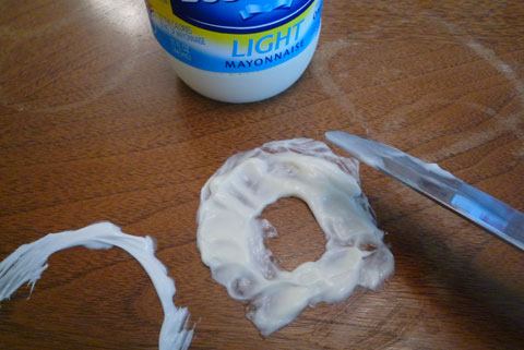 Mayonnaise takes water stains off of furniture