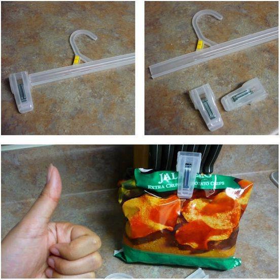 Use Old hangers for Chip Clips