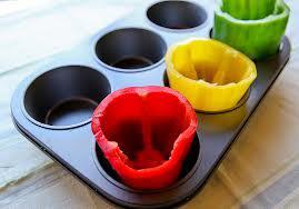 Use a muffin tin to help stuff peppers