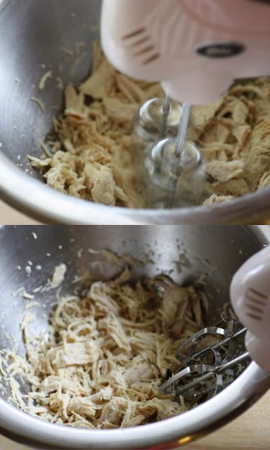 Use a hand mixer to shred chicken